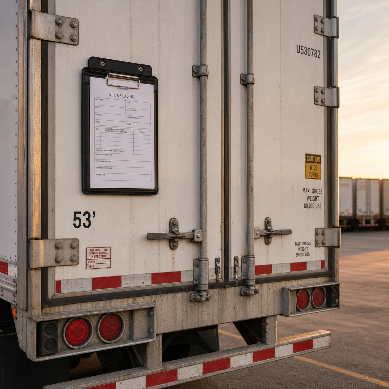 Bill of lading on a sealed freight trailer door